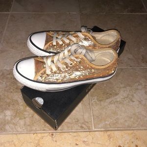 Gold Sequin converse
